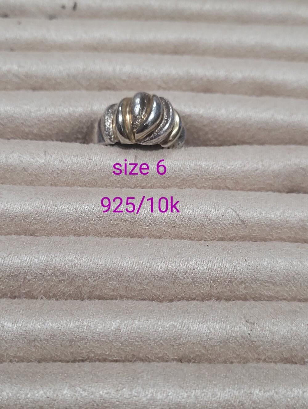 Sterling Silver And 10k Gold Ring